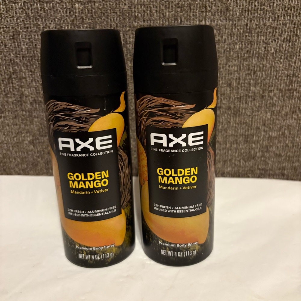 Axe‎ Fine Fragrance Collection Premium Body Spray 4oz Golden Mango Lot Of 2